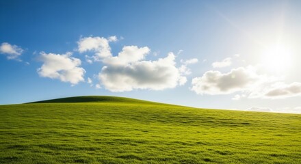 Fototapeta premium Serene Rolling Hills Landscape Under a Sunny Sky Picturesque Nature Photography
