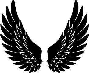 silhouette vector illustration of wings, isolated on white
