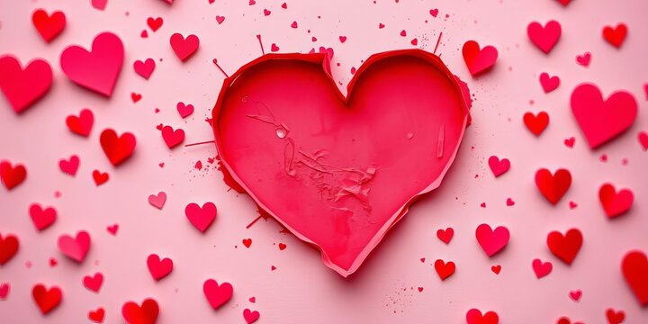 Double exposed heart shapes forming a larger heart, Valentine's Day background, retro,  valentines