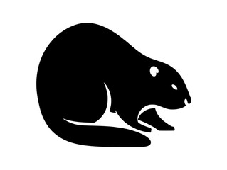 Obraz premium Minimalist Black Beaver Silhouette