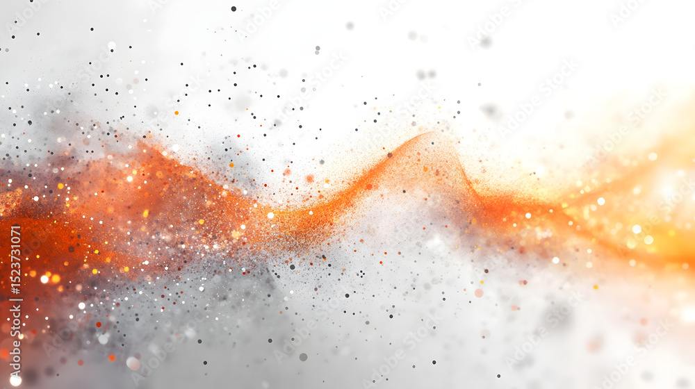 Poster dynamic abstract waves of colorful particles on a white background for creative designs