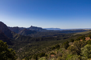 Scenic views from the Kolab Canyon area of Zion National Park in Utah