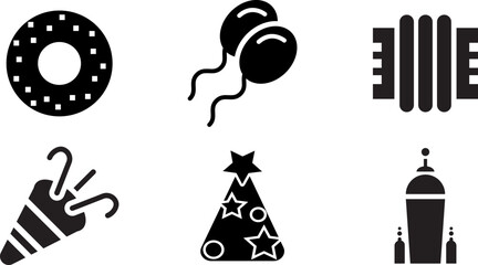 Modern  Rounded Filled Birthday Icon Set