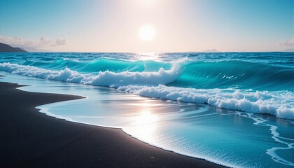 Naklejka premium Background image, sea, nature, banner texture, advertisement poster of the beach and sky scene of the volcanic island