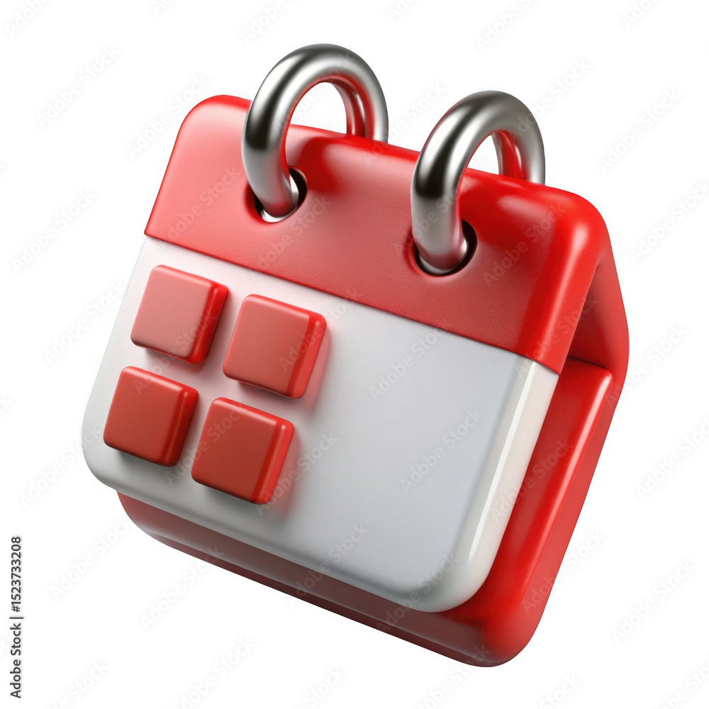 Poster 3d rendering of a red calendar isolated on transparent background