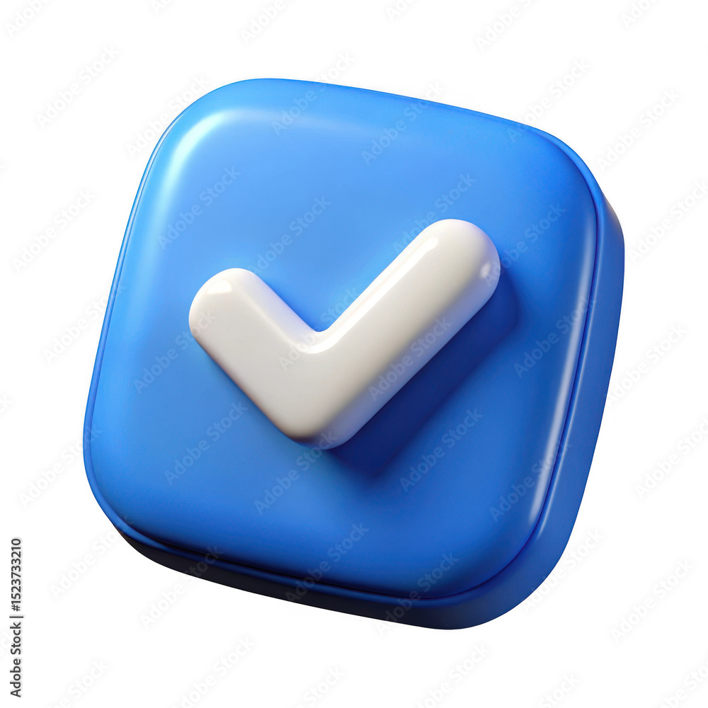Poster 3d rendering of a blue square checkmark isolated on transparent background