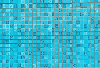 Fototapeta premium Intricate turquoise mosaic tile pattern, ideal for bathroom or pool , texture, geometric