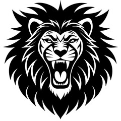 Roaring lion head silhouette vector illustration 