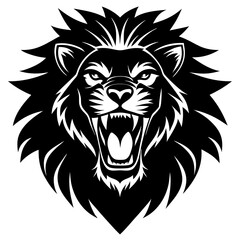 Roaring lion head silhouette vector illustration 
