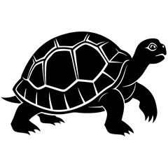 Tortoise walking slowly silhouette vector illustration 