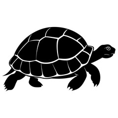 Tortoise walking slowly silhouette vector illustration 
