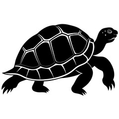 Tortoise walking slowly silhouette vector illustration 