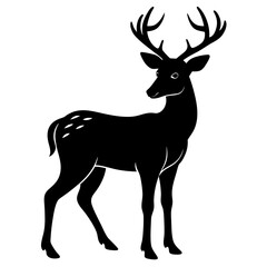 Deer standing silhouette vector illustration 