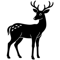 Deer standing silhouette vector illustration 