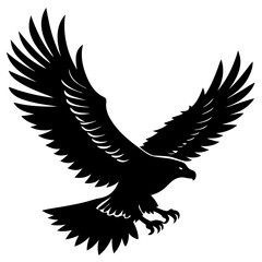 Eagle diving for prey silhouette vector illustration 