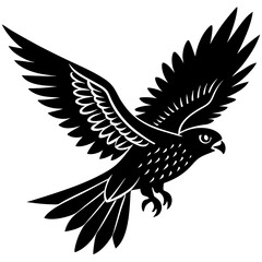 Falcon in mid flight silhouette vector illustration 