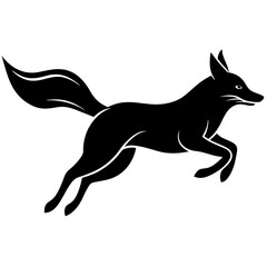 Leaping fox silhouette vector illustration 
