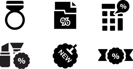 Modern  Rounded Filled Black Friday Icon Set