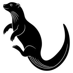 Otter floating on back silhouette vector illustration 