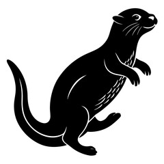 Otter floating on back silhouette vector illustration 