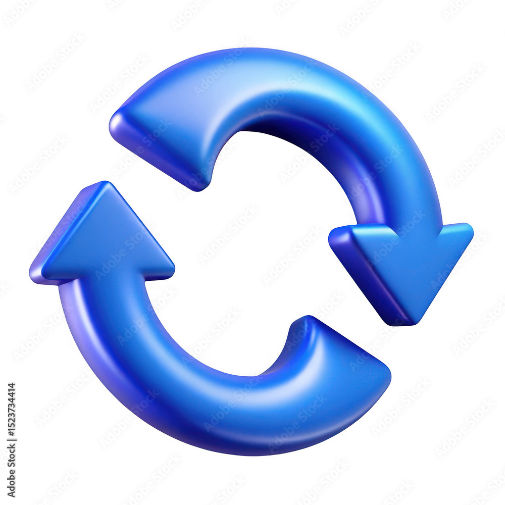 Poster 3d rendering of blue circular arrows isolated on transparent background