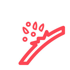 Red Icon of Erosion with Falling Debris on White