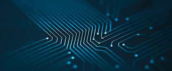 Abstract dark blue circuit board pattern technology background with connecting lines. Its clean layout helps emphasize branding or product details effortlessly.