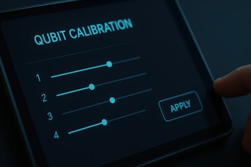 Obraz premium Qubit Calibration Interface on Modern Digital Tablet Display with Touch Controls and Settings