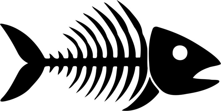 fish skeleton silhouette vector illustration, isolated on white