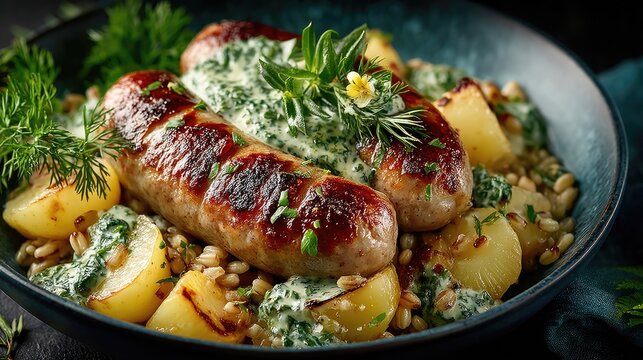 Estonia dish Verivorst Blood sausage with barley often served with mulgikapsad sauerkraut stew