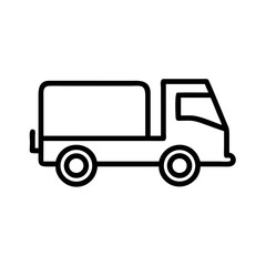 Truck outline icon. Black illustration, vector. Modern minimal flat design, white background.