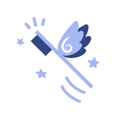 Fototapeta premium Flying toothbrush. Pictogram. Iconic illustration for banner, ppt, poster, and art work.