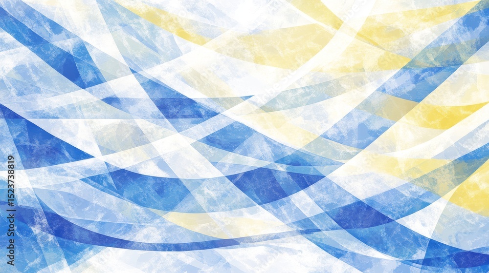 Poster watercolor artwork often features blues hazy overlapping aqueous forms through a blobbing technique