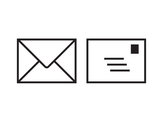 Vector isolated envelope with letter and postcard telegram colorless black and white contour line easy drawing