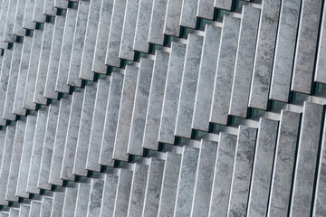 Abstract modern architecture with geometric concrete panels and symmetrical design