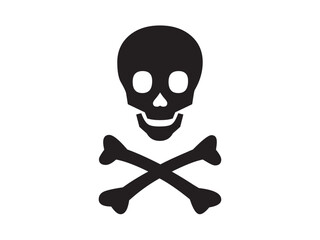 Vector isolated skull with two bones deadly danger or mortal danger sign colorless black and white outline silhouette shadow shape stencil solid black
