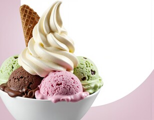 Indulging in a sweet combination of soft serve and scoops of sorbet in a delightful dessert bowl