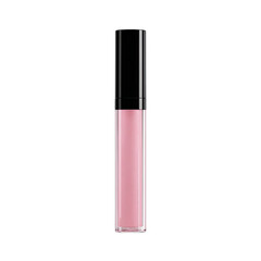 A clear plastic tube of light pink lip gloss, black cap