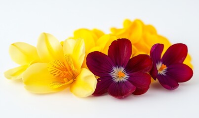 Obraz premium an image of spring flowers in various colours against a white background