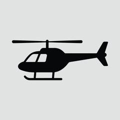 Silhouette helicopter simple black shape Illustration Vector