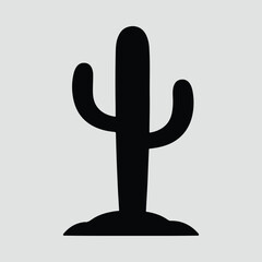 Silhouette saguaro cactus on ground Illustration Vector