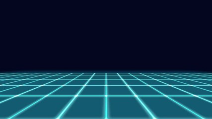 Neon grid blue retro wave 80s style animation 4K resolution stock video - Powered by Adobe