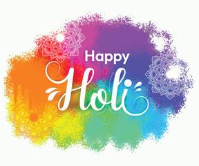 Happy Holi Festival Of Colors Illustration Of Colorful Gulal For Holi, In Hindi Holi Hain Meaning Its Holi