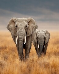 Fototapeta premium Elephants in Savanna. (1)