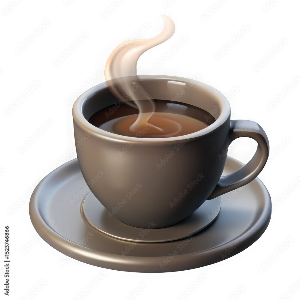 Poster 3d realistic coffee cup with steam isolated on transparent background