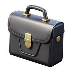 Sleek black leather briefcase with gold accents 3d render