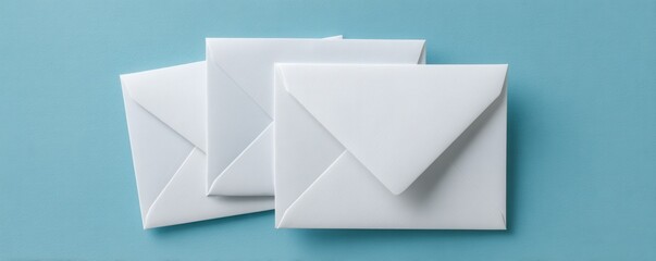 White Envelopes on Soft Blue Background for Mailing and Communication