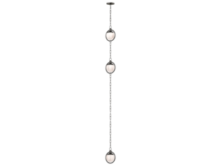 Trento Alabaster Pendant 3 , blackened brass with alabaster , Elegant Lighting Fixture Against white bachground .