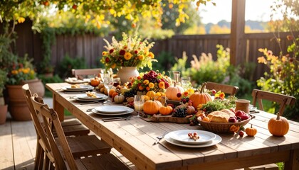 Autumnal outdoor dining table