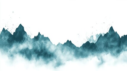 Obraz premium Blue and white mountains are depicted in a serene and abstract landscape